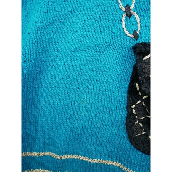 Vintage Chaus Sweater Women’s size 2X Blue Knit Purse Pocket Long Sleeve - Picture 9 of 12